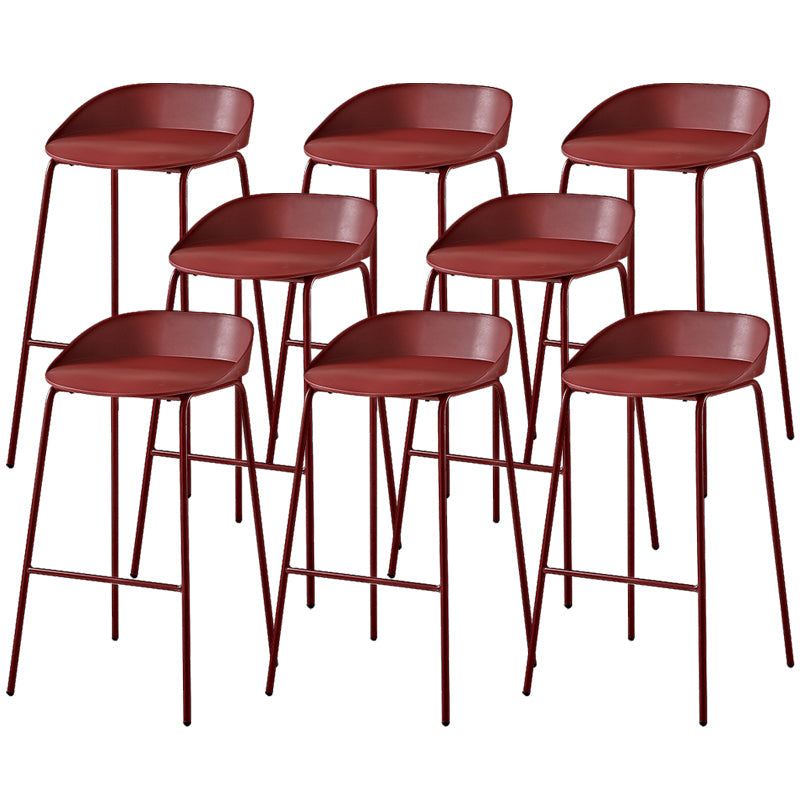 Indoor Plastic and Metal Bar Stool Modern Low Back Armless Bar Stool Red 8 Piece Set Bar Stool(30"H) Clearhalo 'Bar Furniture' 'Bar Stools' 'bar_stools' 'furn' 'furn_bar_stools' 'Furniture' 'Kitchen & Dining Furniture' 6263295