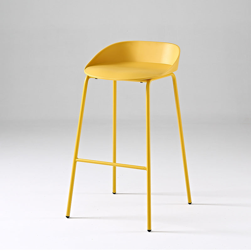 Indoor Plastic and Metal Bar Stool Modern Low Back Armless Bar Stool Yellow 1 Piece Bar Stool(30"H) Clearhalo 'Bar Furniture' 'Bar Stools' 'bar_stools' 'furn' 'furn_bar_stools' 'Furniture' 'Kitchen & Dining Furniture' 6263296