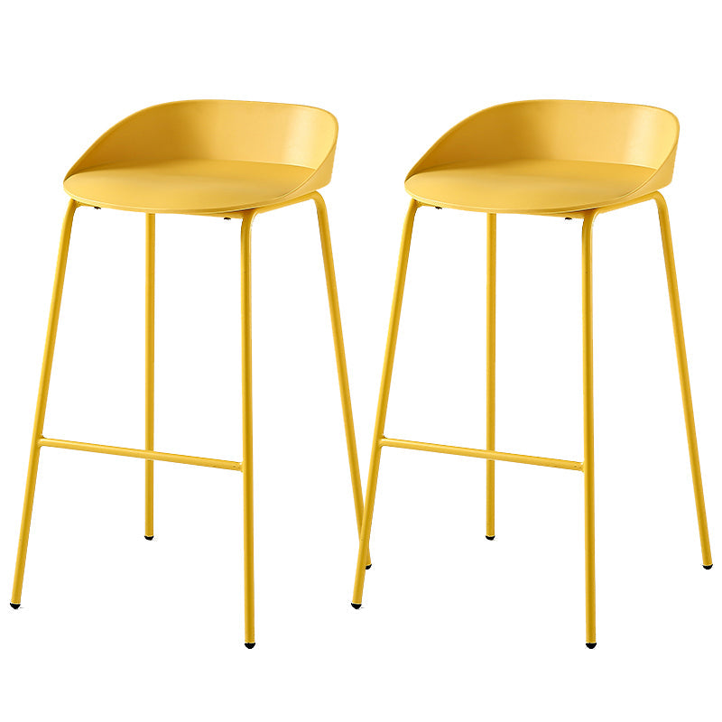 Indoor Plastic and Metal Bar Stool Modern Low Back Armless Bar Stool Yellow 2 Piece Set Bar Stool(30"H) Clearhalo 'Bar Furniture' 'Bar Stools' 'bar_stools' 'furn' 'furn_bar_stools' 'Furniture' 'Kitchen & Dining Furniture' 6263299
