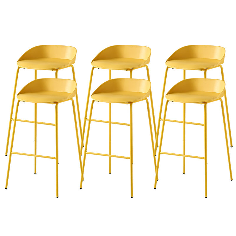Indoor Plastic and Metal Bar Stool Modern Low Back Armless Bar Stool Yellow 6 Piece Set Bar Stool(30"H) Clearhalo 'Bar Furniture' 'Bar Stools' 'bar_stools' 'furn' 'furn_bar_stools' 'Furniture' 'Kitchen & Dining Furniture' 6263301