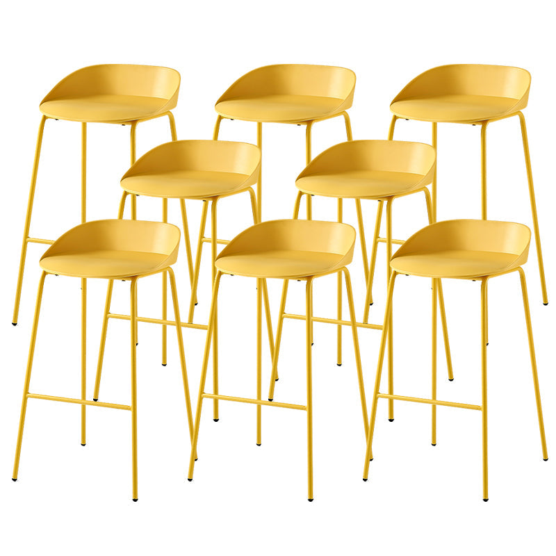Indoor Plastic and Metal Bar Stool Modern Low Back Armless Bar Stool Yellow 8 Piece Set Bar Stool(30"H) Clearhalo 'Bar Furniture' 'Bar Stools' 'bar_stools' 'furn' 'furn_bar_stools' 'Furniture' 'Kitchen & Dining Furniture' 6263302
