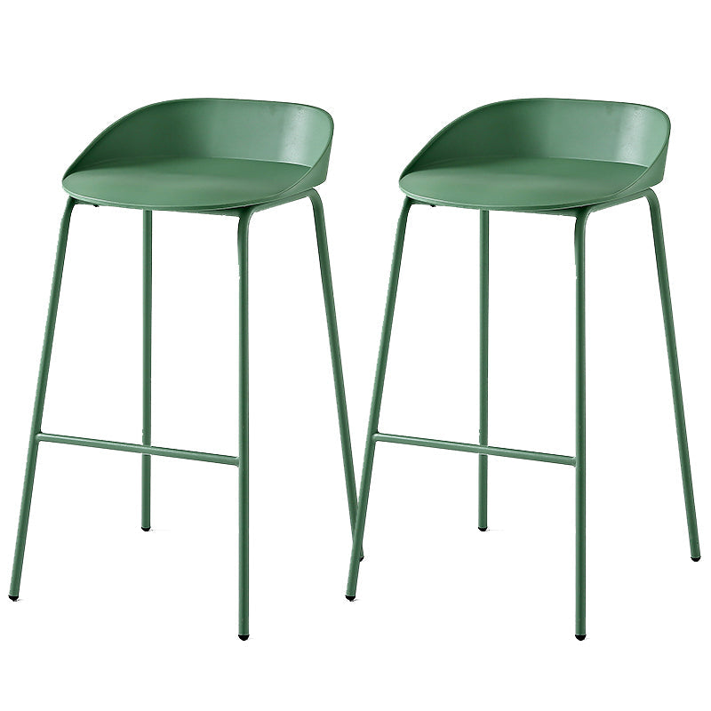 Indoor Plastic and Metal Bar Stool Modern Low Back Armless Bar Stool Green 2 Piece Set Bar Stool(30"H) Clearhalo 'Bar Furniture' 'Bar Stools' 'bar_stools' 'furn' 'furn_bar_stools' 'Furniture' 'Kitchen & Dining Furniture' 6263304