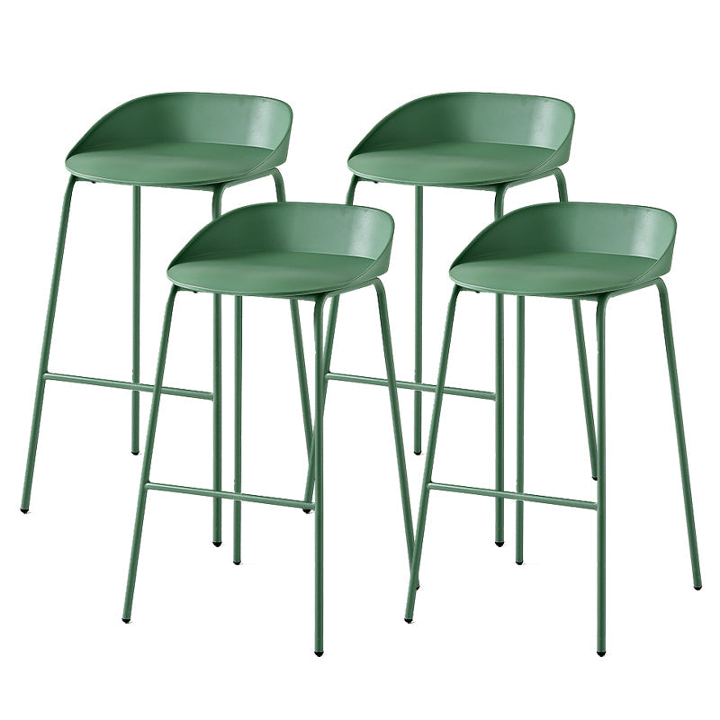 Indoor Plastic and Metal Bar Stool Modern Low Back Armless Bar Stool Green 4 Piece Set Bar Stool(30"H) Clearhalo 'Bar Furniture' 'Bar Stools' 'bar_stools' 'furn' 'furn_bar_stools' 'Furniture' 'Kitchen & Dining Furniture' 6263305