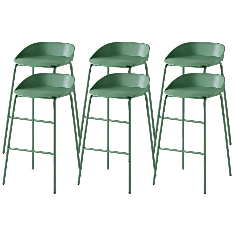 Indoor Plastic and Metal Bar Stool Modern Low Back Armless Bar Stool Green 6 Piece Set Bar Stool(30"H) Clearhalo 'Bar Furniture' 'Bar Stools' 'bar_stools' 'furn' 'furn_bar_stools' 'Furniture' 'Kitchen & Dining Furniture' 6263306