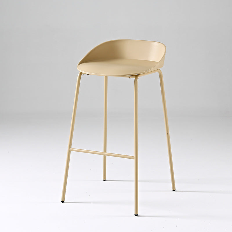Indoor Plastic and Metal Bar Stool Modern Low Back Armless Bar Stool Khaki 1 Piece Bar Stool(30"H) Clearhalo 'Bar Furniture' 'Bar Stools' 'bar_stools' 'furn' 'furn_bar_stools' 'Furniture' 'Kitchen & Dining Furniture' 6263308