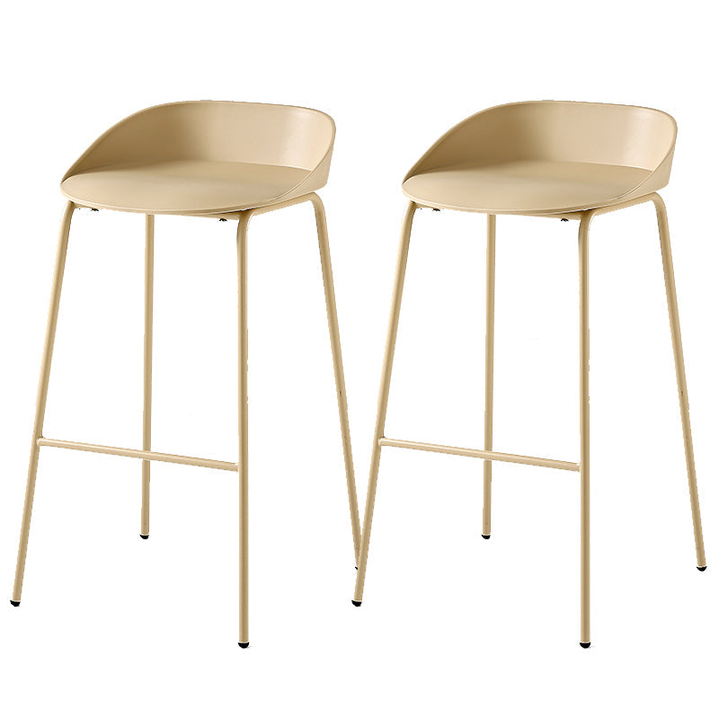 Indoor Plastic and Metal Bar Stool Modern Low Back Armless Bar Stool Khaki 2 Piece Set Bar Stool(30"H) Clearhalo 'Bar Furniture' 'Bar Stools' 'bar_stools' 'furn' 'furn_bar_stools' 'Furniture' 'Kitchen & Dining Furniture' 6263309