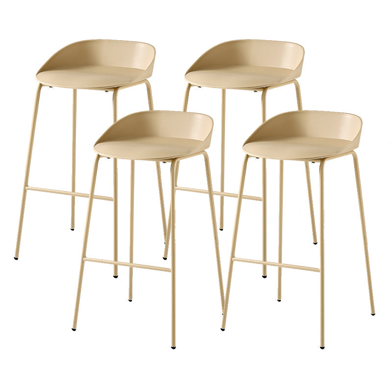 Indoor Plastic and Metal Bar Stool Modern Low Back Armless Bar Stool Khaki 4 Piece Set Bar Stool(30"H) Clearhalo 'Bar Furniture' 'Bar Stools' 'bar_stools' 'furn' 'furn_bar_stools' 'Furniture' 'Kitchen & Dining Furniture' 6263310