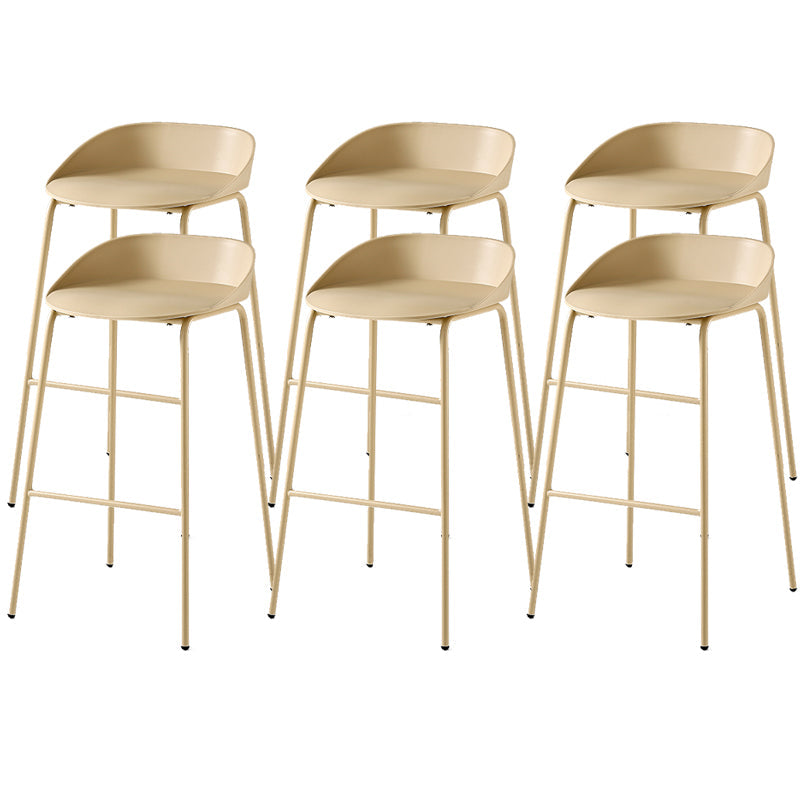 Indoor Plastic and Metal Bar Stool Modern Low Back Armless Bar Stool Khaki 6 Piece Set Bar Stool(30"H) Clearhalo 'Bar Furniture' 'Bar Stools' 'bar_stools' 'furn' 'furn_bar_stools' 'Furniture' 'Kitchen & Dining Furniture' 6263311