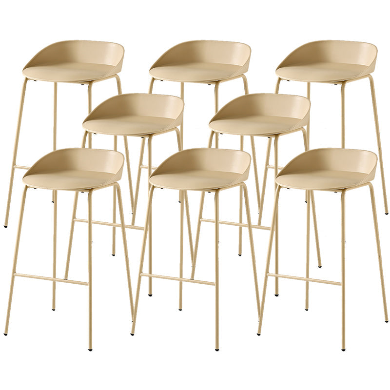 Indoor Plastic and Metal Bar Stool Modern Low Back Armless Bar Stool Khaki 8 Piece Set Bar Stool(30"H) Clearhalo 'Bar Furniture' 'Bar Stools' 'bar_stools' 'furn' 'furn_bar_stools' 'Furniture' 'Kitchen & Dining Furniture' 6263312