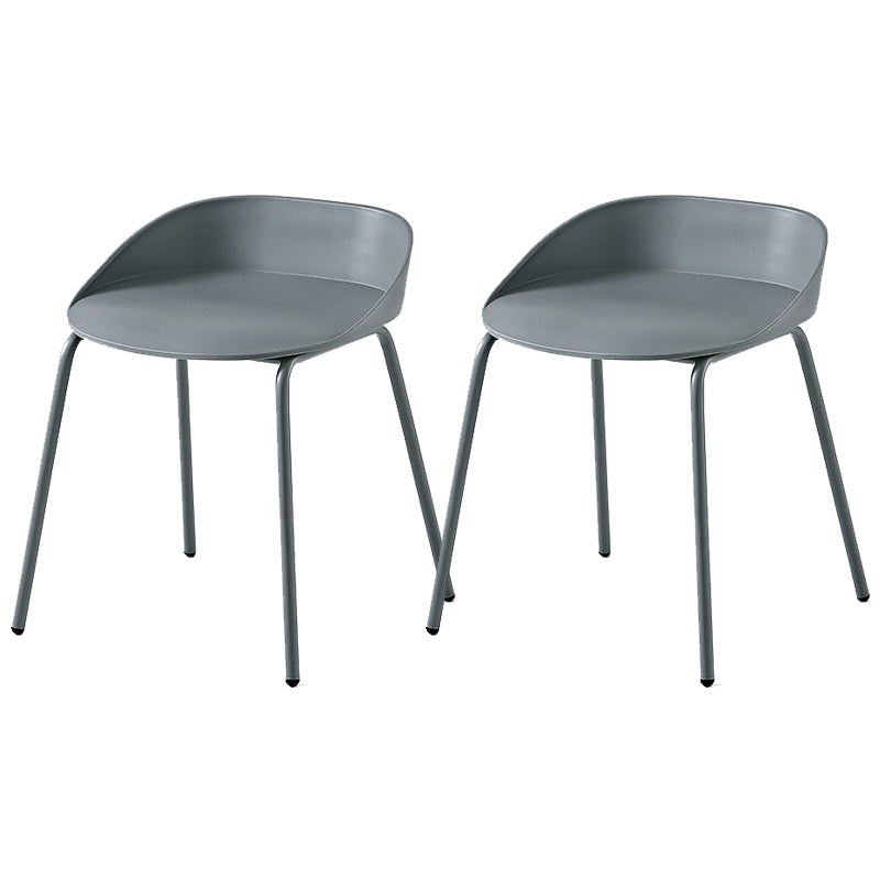 Indoor Plastic and Metal Bar Stool Modern Low Back Armless Bar Stool Grey 2 Piece Set Short Stool(18"H) Clearhalo 'Bar Furniture' 'Bar Stools' 'bar_stools' 'furn' 'furn_bar_stools' 'Furniture' 'Kitchen & Dining Furniture' 6263314