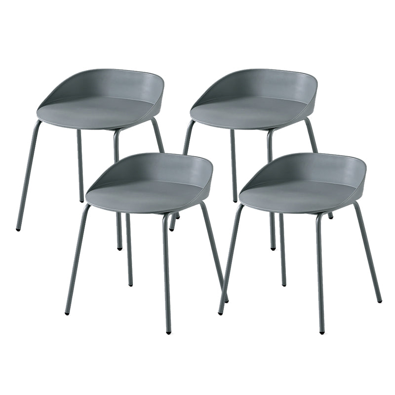 Indoor Plastic and Metal Bar Stool Modern Low Back Armless Bar Stool Grey 4 Piece Set Short Stool(18"H) Clearhalo 'Bar Furniture' 'Bar Stools' 'bar_stools' 'furn' 'furn_bar_stools' 'Furniture' 'Kitchen & Dining Furniture' 6263315