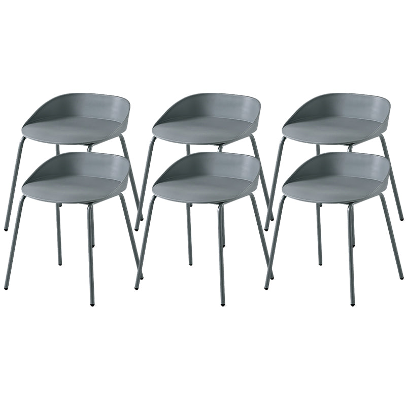 Indoor Plastic and Metal Bar Stool Modern Low Back Armless Bar Stool Grey 6 Piece Set Short Stool(18"H) Clearhalo 'Bar Furniture' 'Bar Stools' 'bar_stools' 'furn' 'furn_bar_stools' 'Furniture' 'Kitchen & Dining Furniture' 6263316