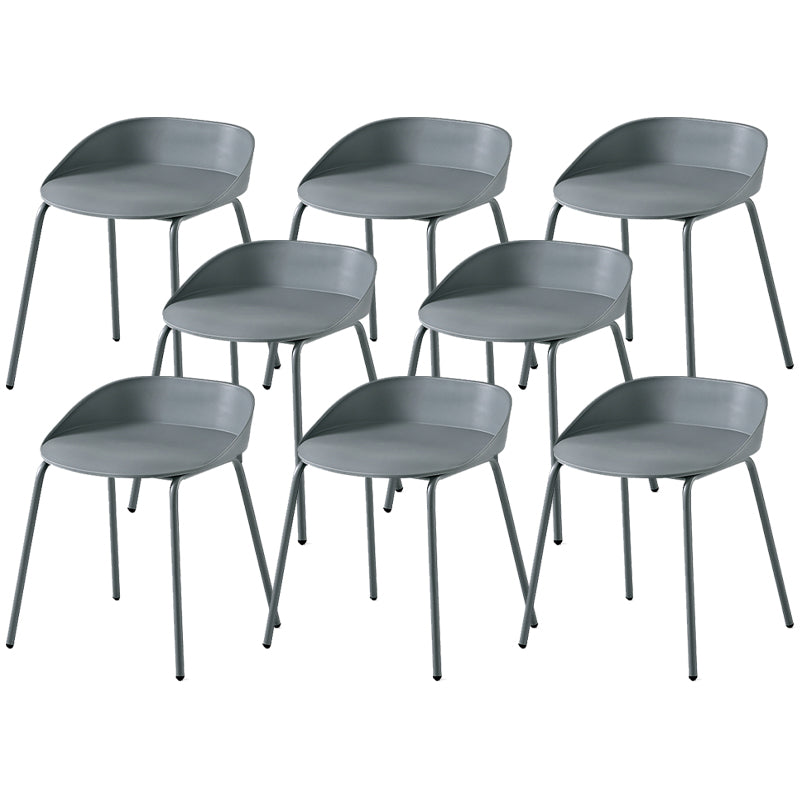 Indoor Plastic and Metal Bar Stool Modern Low Back Armless Bar Stool Grey 8 Piece Set Short Stool(18"H) Clearhalo 'Bar Furniture' 'Bar Stools' 'bar_stools' 'furn' 'furn_bar_stools' 'Furniture' 'Kitchen & Dining Furniture' 6263317