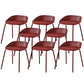 Indoor Plastic and Metal Bar Stool Modern Low Back Armless Bar Stool Red 8 Piece Set Short Stool(18"H) Clearhalo 'Bar Furniture' 'Bar Stools' 'bar_stools' 'furn' 'furn_bar_stools' 'Furniture' 'Kitchen & Dining Furniture' 6263322