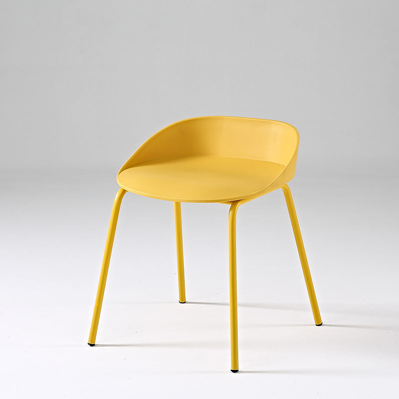 Indoor Plastic and Metal Bar Stool Modern Low Back Armless Bar Stool Yellow 1 Piece Short Stool(18"H) Clearhalo 'Bar Furniture' 'Bar Stools' 'bar_stools' 'furn' 'furn_bar_stools' 'Furniture' 'Kitchen & Dining Furniture' 6263323