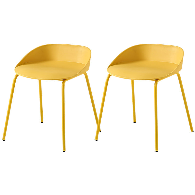 Indoor Plastic and Metal Bar Stool Modern Low Back Armless Bar Stool Yellow 2 Piece Set Short Stool(18"H) Clearhalo 'Bar Furniture' 'Bar Stools' 'bar_stools' 'furn' 'furn_bar_stools' 'Furniture' 'Kitchen & Dining Furniture' 6263324