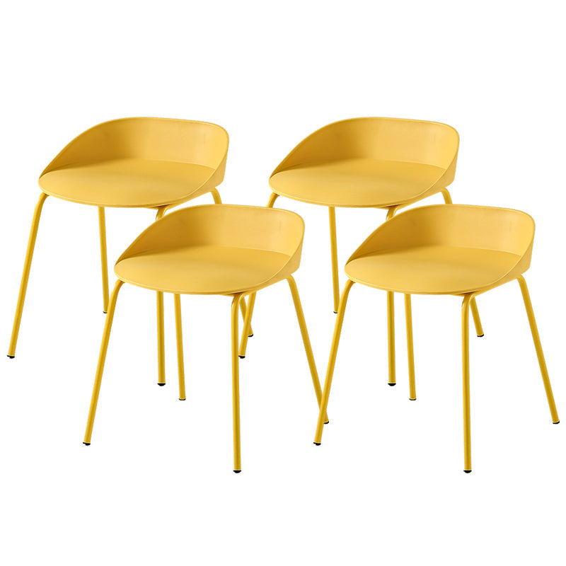 Indoor Plastic and Metal Bar Stool Modern Low Back Armless Bar Stool Yellow 4 Piece Set Short Stool(18"H) Clearhalo 'Bar Furniture' 'Bar Stools' 'bar_stools' 'furn' 'furn_bar_stools' 'Furniture' 'Kitchen & Dining Furniture' 6263325