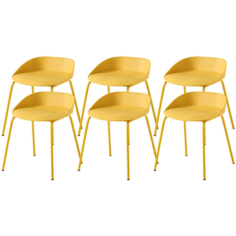 Indoor Plastic and Metal Bar Stool Modern Low Back Armless Bar Stool Yellow 6 Piece Set Short Stool(18"H) Clearhalo 'Bar Furniture' 'Bar Stools' 'bar_stools' 'furn' 'furn_bar_stools' 'Furniture' 'Kitchen & Dining Furniture' 6263326