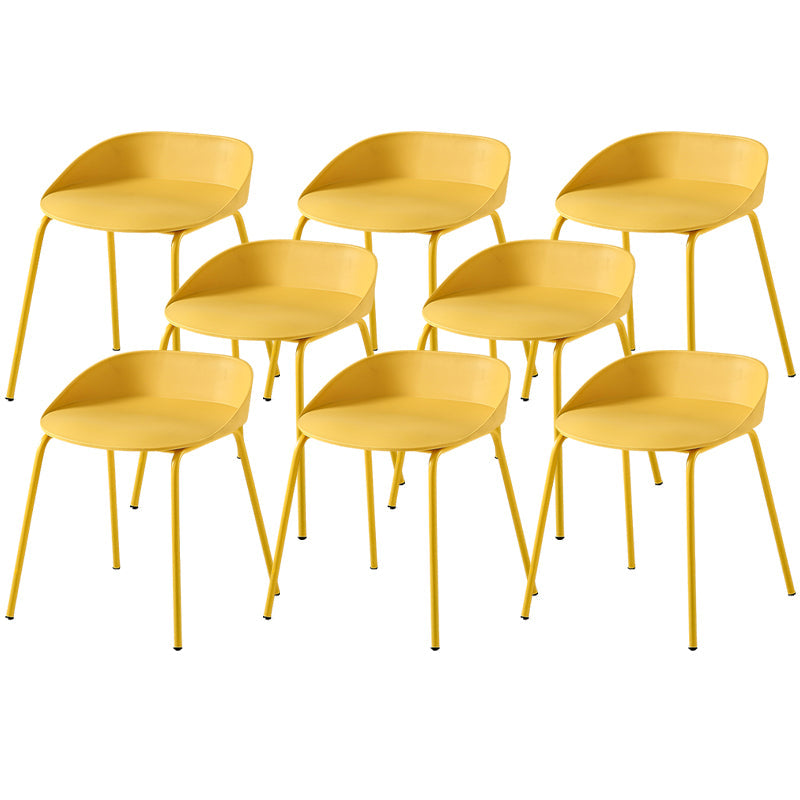 Indoor Plastic and Metal Bar Stool Modern Low Back Armless Bar Stool Yellow 8 Piece Set Short Stool(18"H) Clearhalo 'Bar Furniture' 'Bar Stools' 'bar_stools' 'furn' 'furn_bar_stools' 'Furniture' 'Kitchen & Dining Furniture' 6263327