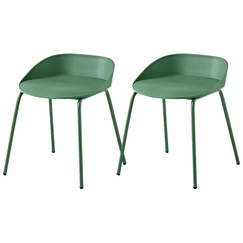 Indoor Plastic and Metal Bar Stool Modern Low Back Armless Bar Stool Green 2 Piece Set Short Stool(18"H) Clearhalo 'Bar Furniture' 'Bar Stools' 'bar_stools' 'furn' 'furn_bar_stools' 'Furniture' 'Kitchen & Dining Furniture' 6263329