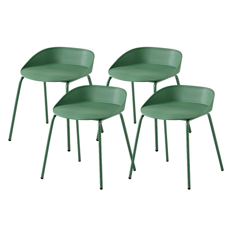 Indoor Plastic and Metal Bar Stool Modern Low Back Armless Bar Stool Green 4 Piece Set Short Stool(18"H) Clearhalo 'Bar Furniture' 'Bar Stools' 'bar_stools' 'furn' 'furn_bar_stools' 'Furniture' 'Kitchen & Dining Furniture' 6263330