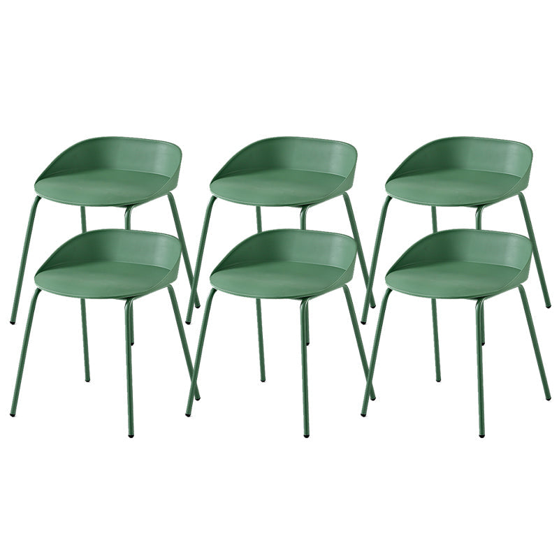 Indoor Plastic and Metal Bar Stool Modern Low Back Armless Bar Stool Green 6 Piece Set Short Stool(18"H) Clearhalo 'Bar Furniture' 'Bar Stools' 'bar_stools' 'furn' 'furn_bar_stools' 'Furniture' 'Kitchen & Dining Furniture' 6263331