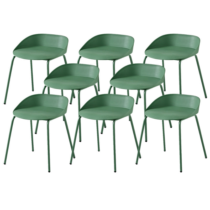 Indoor Plastic and Metal Bar Stool Modern Low Back Armless Bar Stool Green 8 Piece Set Short Stool(18"H) Clearhalo 'Bar Furniture' 'Bar Stools' 'bar_stools' 'furn' 'furn_bar_stools' 'Furniture' 'Kitchen & Dining Furniture' 6263332