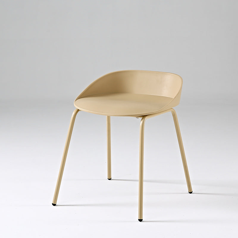 Indoor Plastic and Metal Bar Stool Modern Low Back Armless Bar Stool Khaki 1 Piece Short Stool(18"H) Clearhalo 'Bar Furniture' 'Bar Stools' 'bar_stools' 'furn' 'furn_bar_stools' 'Furniture' 'Kitchen & Dining Furniture' 6263333