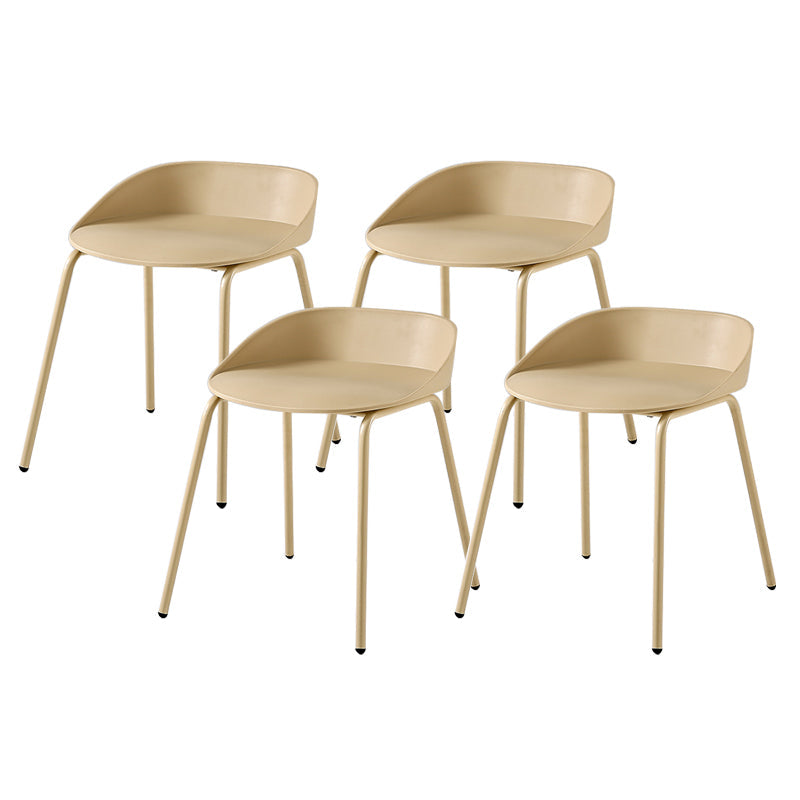 Indoor Plastic and Metal Bar Stool Modern Low Back Armless Bar Stool Khaki 4 Piece Set Short Stool(18"H) Clearhalo 'Bar Furniture' 'Bar Stools' 'bar_stools' 'furn' 'furn_bar_stools' 'Furniture' 'Kitchen & Dining Furniture' 6263335