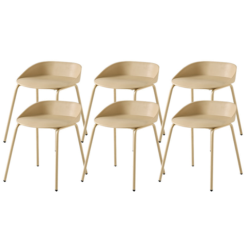 Indoor Plastic and Metal Bar Stool Modern Low Back Armless Bar Stool Khaki 6 Piece Set Short Stool(18"H) Clearhalo 'Bar Furniture' 'Bar Stools' 'bar_stools' 'furn' 'furn_bar_stools' 'Furniture' 'Kitchen & Dining Furniture' 6263336