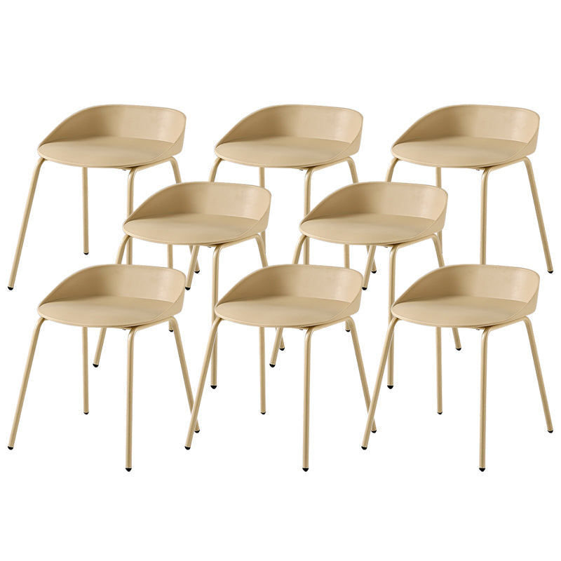 Indoor Plastic and Metal Bar Stool Modern Low Back Armless Bar Stool Khaki 8 Piece Set Short Stool(18"H) Clearhalo 'Bar Furniture' 'Bar Stools' 'bar_stools' 'furn' 'furn_bar_stools' 'Furniture' 'Kitchen & Dining Furniture' 6263337