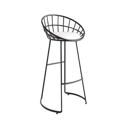 Taburete de bar tapizado moderno, taburete de bar con respaldo bajo y altura de barra con reposapiés