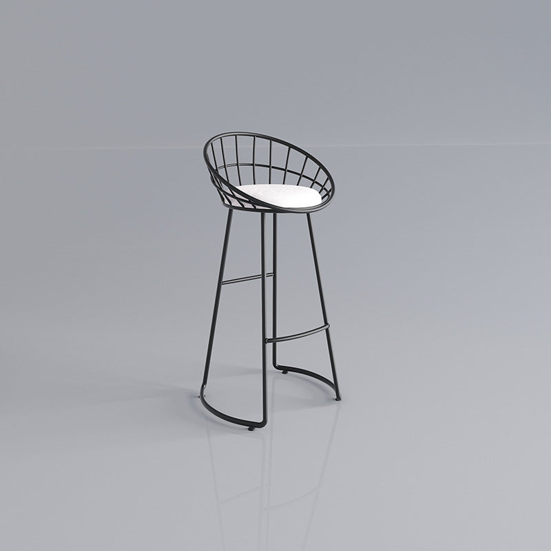 Taburete de bar tapizado moderno, taburete de bar con respaldo bajo y altura de barra con reposapiés