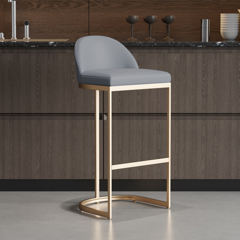 Taburete de bar tapizado moderno, taburete de bar con respaldo bajo y altura de barra con reposapiés