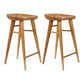 Tabouret de bar contemporain en bois massif avec siège profilé sans dossier et repose-pieds