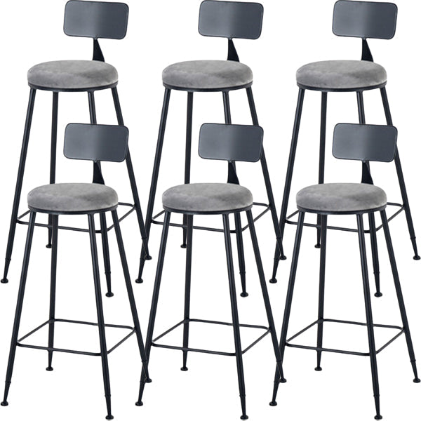 Modern Style Upholstered Counter Stool Bar-height Bar Stool with Footrest Black-Gray 6 Piece Set Clearhalo 'Bar Furniture' 'Bar Stools' 'bar_stools' 'furn' 'furn_bar_stools' 'Furniture' 'Kitchen & Dining Furniture' 6263456
