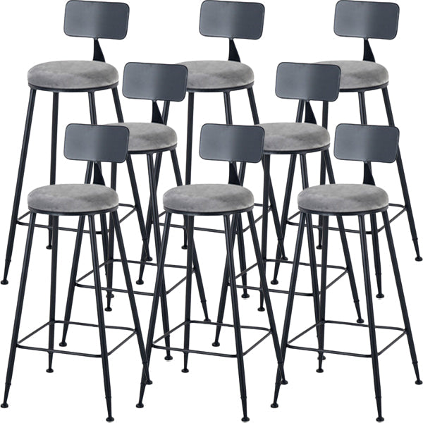 Modern Style Upholstered Counter Stool Bar-height Bar Stool with Footrest Black-Gray 8 Piece Set Clearhalo 'Bar Furniture' 'Bar Stools' 'bar_stools' 'furn' 'furn_bar_stools' 'Furniture' 'Kitchen & Dining Furniture' 6263458