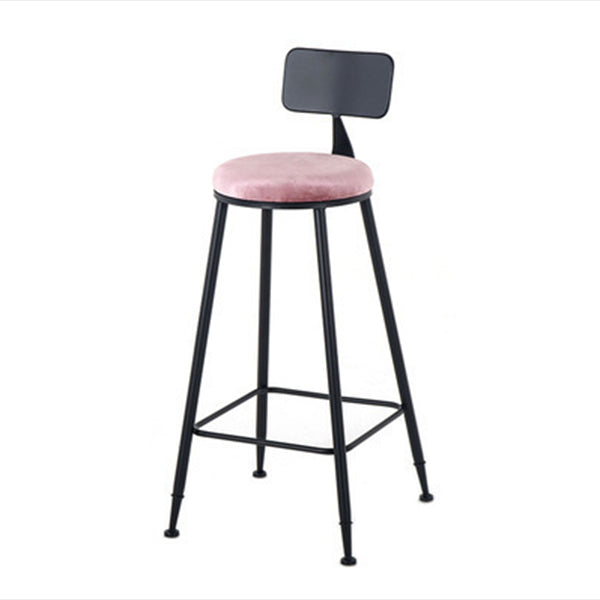 Modern Style Upholstered Counter Stool Bar-height Bar Stool with Footrest Black-Pink 1 Piece Clearhalo 'Bar Furniture' 'Bar Stools' 'bar_stools' 'furn' 'furn_bar_stools' 'Furniture' 'Kitchen & Dining Furniture' 6263460