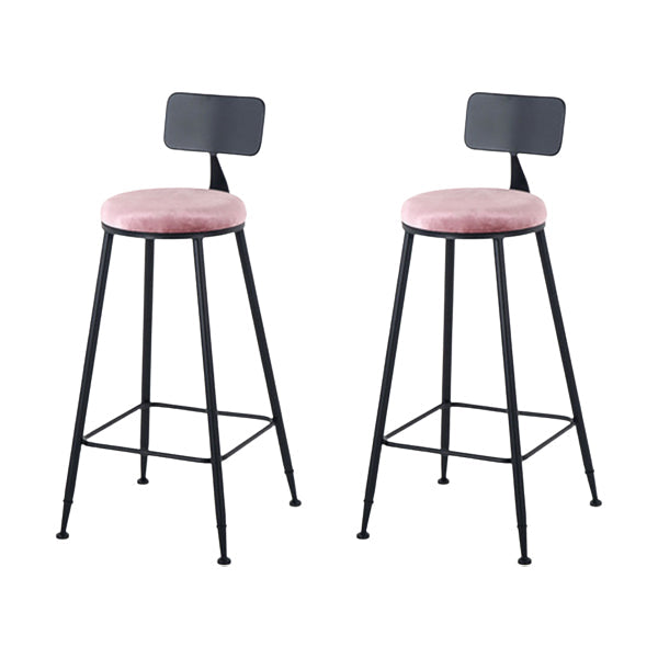 Modern Style Upholstered Counter Stool Bar-height Bar Stool with Footrest Black-Pink 2 Piece Set Clearhalo 'Bar Furniture' 'Bar Stools' 'bar_stools' 'furn' 'furn_bar_stools' 'Furniture' 'Kitchen & Dining Furniture' 6263461