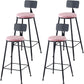 Modern Style Upholstered Counter Stool Bar-height Bar Stool with Footrest Black-Pink 4 Piece Set Clearhalo 'Bar Furniture' 'Bar Stools' 'bar_stools' 'furn' 'furn_bar_stools' 'Furniture' 'Kitchen & Dining Furniture' 6263463