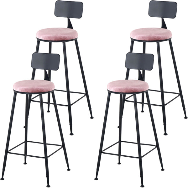 Modern Style Upholstered Counter Stool Bar-height Bar Stool with Footrest Black-Pink 4 Piece Set Clearhalo 'Bar Furniture' 'Bar Stools' 'bar_stools' 'furn' 'furn_bar_stools' 'Furniture' 'Kitchen & Dining Furniture' 6263463