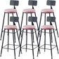 Modern Style Upholstered Counter Stool Bar-height Bar Stool with Footrest Black-Pink 6 Piece Set Clearhalo 'Bar Furniture' 'Bar Stools' 'bar_stools' 'furn' 'furn_bar_stools' 'Furniture' 'Kitchen & Dining Furniture' 6263465