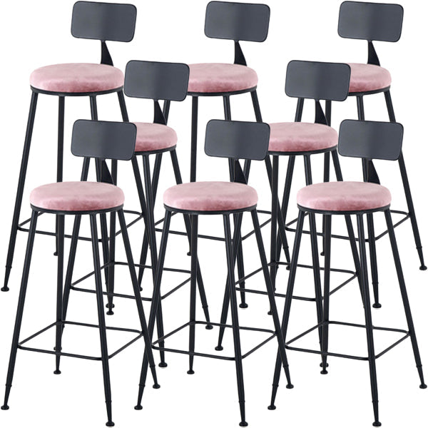 Modern Style Upholstered Counter Stool Bar-height Bar Stool with Footrest Black-Pink 8 Piece Set Clearhalo 'Bar Furniture' 'Bar Stools' 'bar_stools' 'furn' 'furn_bar_stools' 'Furniture' 'Kitchen & Dining Furniture' 6263467