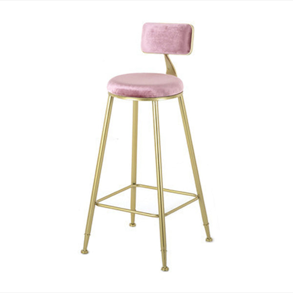 Modern Style Upholstered Counter Stool Bar-height Bar Stool with Footrest Gold-Pink 1 Piece Clearhalo 'Bar Furniture' 'Bar Stools' 'bar_stools' 'furn' 'furn_bar_stools' 'Furniture' 'Kitchen & Dining Furniture' 6263469