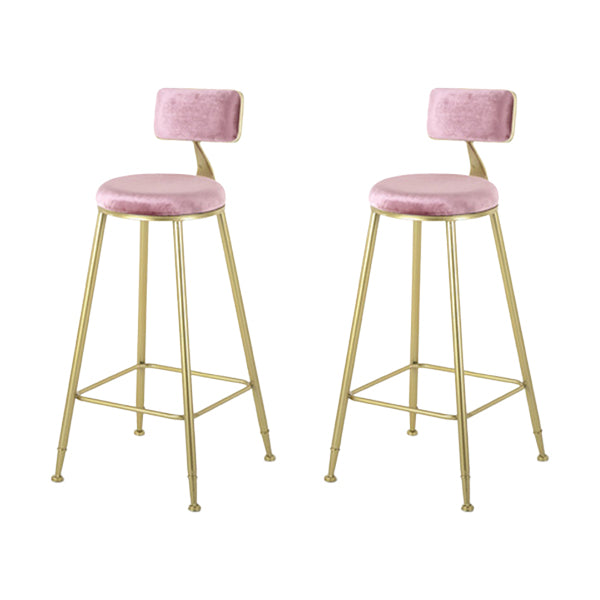 Modern Style Upholstered Counter Stool Bar-height Bar Stool with Footrest Gold-Pink 2 Piece Set Clearhalo 'Bar Furniture' 'Bar Stools' 'bar_stools' 'furn' 'furn_bar_stools' 'Furniture' 'Kitchen & Dining Furniture' 6263470