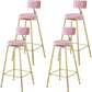 Modern Style Upholstered Counter Stool Bar-height Bar Stool with Footrest Gold-Pink 4 Piece Set Clearhalo 'Bar Furniture' 'Bar Stools' 'bar_stools' 'furn' 'furn_bar_stools' 'Furniture' 'Kitchen & Dining Furniture' 6263471