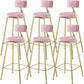 Modern Style Upholstered Counter Stool Bar-height Bar Stool with Footrest Gold-Pink 6 Piece Set Clearhalo 'Bar Furniture' 'Bar Stools' 'bar_stools' 'furn' 'furn_bar_stools' 'Furniture' 'Kitchen & Dining Furniture' 6263472