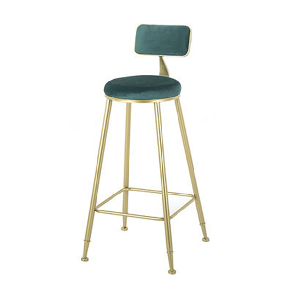 Modern Style Upholstered Counter Stool Bar-height Bar Stool with Footrest Green Gold 1 Piece Clearhalo 'Bar Furniture' 'Bar Stools' 'bar_stools' 'furn' 'furn_bar_stools' 'Furniture' 'Kitchen & Dining Furniture' 6263474