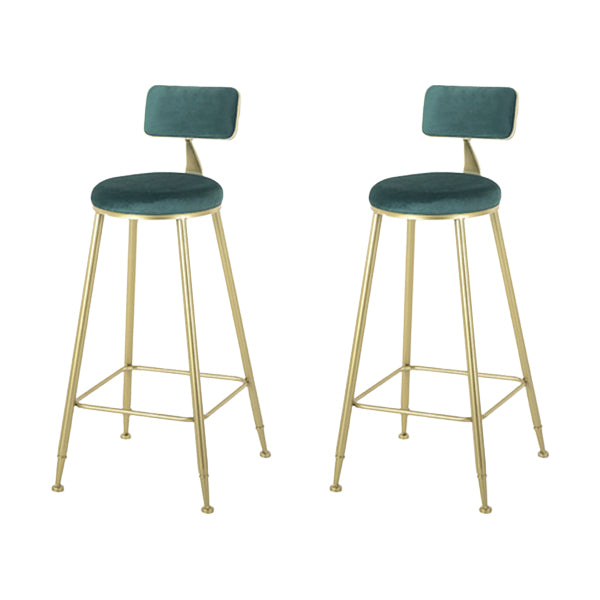 Modern Style Upholstered Counter Stool Bar-height Bar Stool with Footrest Green Gold 2 Piece Set Clearhalo 'Bar Furniture' 'Bar Stools' 'bar_stools' 'furn' 'furn_bar_stools' 'Furniture' 'Kitchen & Dining Furniture' 6263475