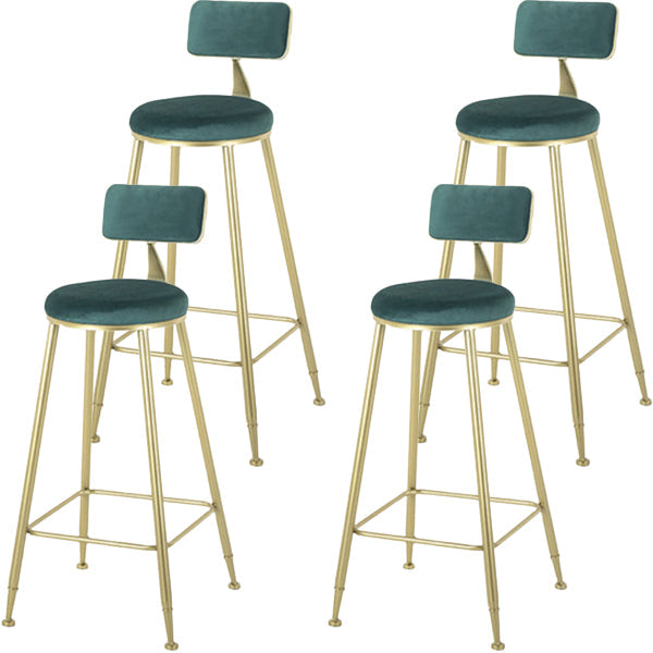 Modern Style Upholstered Counter Stool Bar-height Bar Stool with Footrest Green Gold 4 Piece Set Clearhalo 'Bar Furniture' 'Bar Stools' 'bar_stools' 'furn' 'furn_bar_stools' 'Furniture' 'Kitchen & Dining Furniture' 6263476